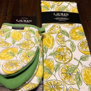 Lauren Ralph Lauren Lemon Kitchen Towels & Mini Mitts Yellow & Green